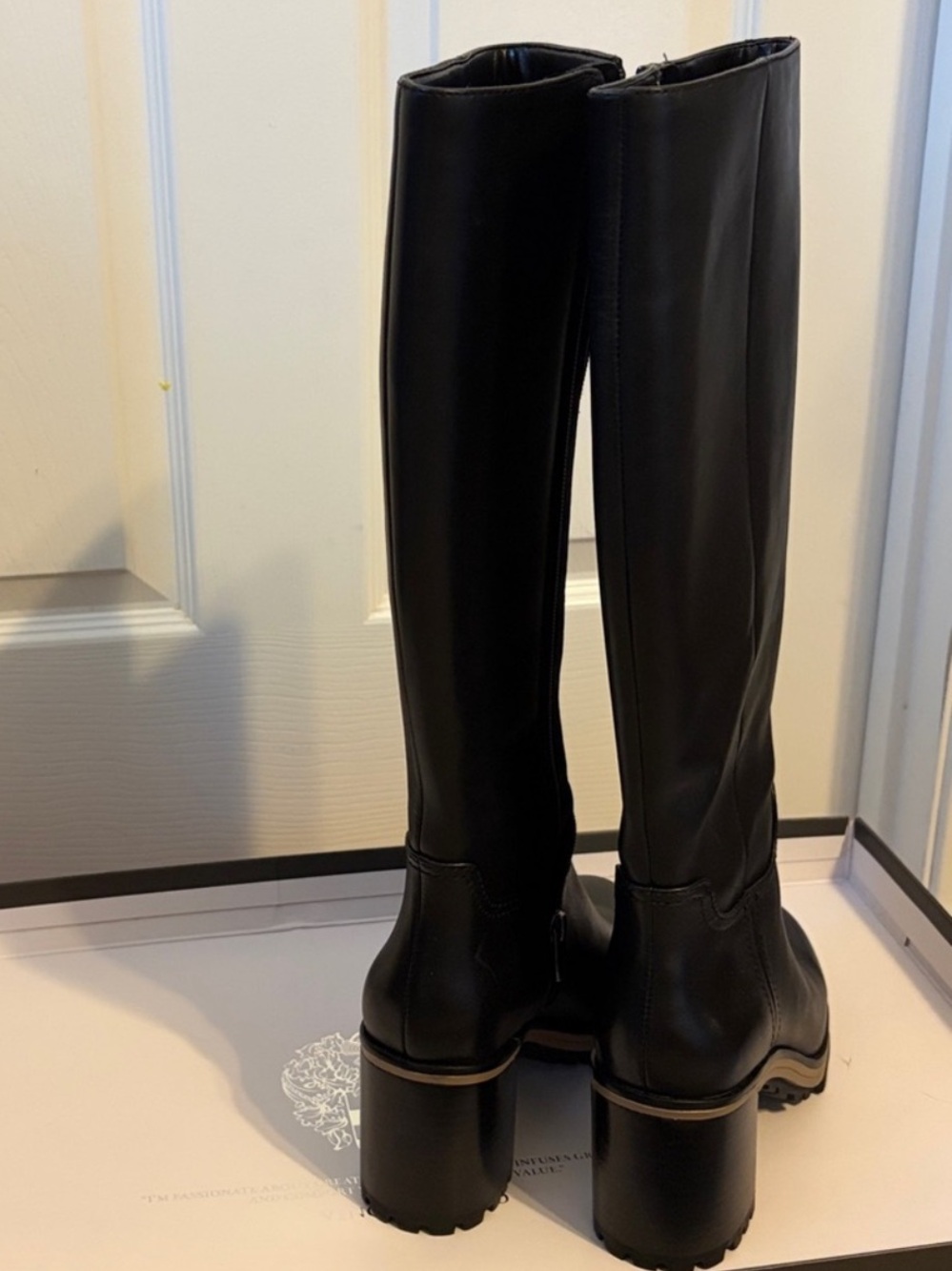 Vince Camuto Narrow calf knee-high Black Leather Block Heel boot NEW! - Picture 14 of 14